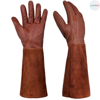 [lixada new] guantes de soldadura extra largos resistentes al calor guantes de cuero a prueba de espinas de jardín guantes de trabajo para chimenea s