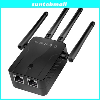 Suntekmall 1200Mbps WiFi Repetidor De señal De Internet 2.4GHz 4 Antenas externa Plug and