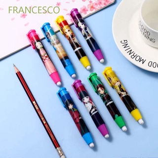 Francesco Anime escuela niños estudiante papelería Kimetsu No Yaiba pluma forma borrador retráctil borrador lápiz borrador