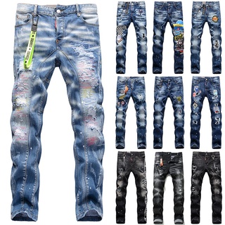 Los hombres Jeans diseñador Slim Fit recto Jeans Flex pantalones de mezclilla Ripped pantalones largos