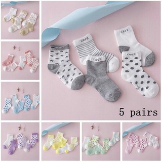 5 pares de calcetines de algodón de dibujos animados para bebé/niño/niña/niños/niños/niños/niños/