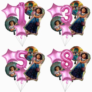 6 Pzas Globos Disney Encanto Baby Shower/Niña/Decoraciones De Fiesta De Cumpleaños/40 Pulgadas/Número De Dibujos Animados/Mirabel/Juguetes Para Niños