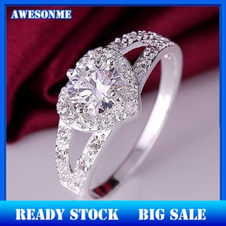 [venta Caliente] anillo con forma De corazón con Cristal De plata Esterlina 925 Para novia/boda