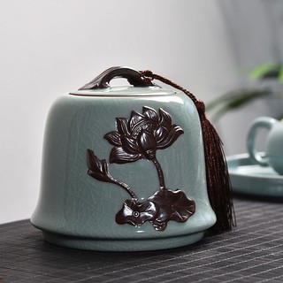 Caja de té sellada de cerámica para almacenamiento de té, tarro de almacenamiento de Puer
