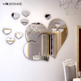 Autoadhesivo espejo 3D pegatina de pared/amor corazones espejo de pared arte pegatinas/DIY pegatina de pared hogar sala arte Mural decoración (1)