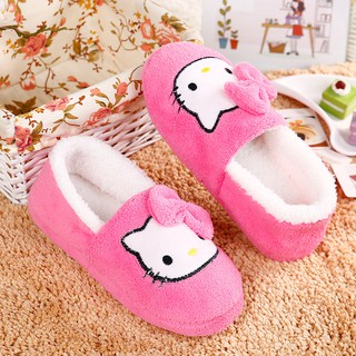 Zapatos de moda para mujer Hello Kitty cálidas zapatillas de felpa para casa lindo dormitorio zapatilla