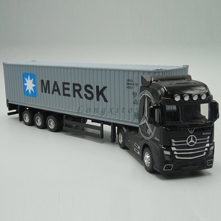 1:50 Diecast Metal modelo de juguete Mercedes Benz contenedor camión tire hacia atrás con sonido y luz
