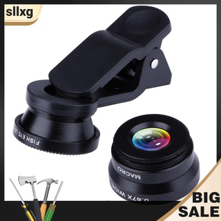 (LY) Universal Clip 3 en 1 negro 180 lente de ojo de pez+ X lente de gran angular+10X lente Macro
