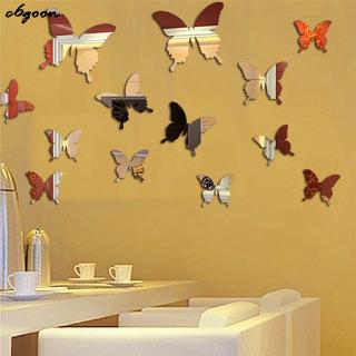 CG 12 Unids/Lote 3D Mariposa Espejo Adhesivo De Pared Arte Extraíble Decoración De Boda Niños La Habitación (2)