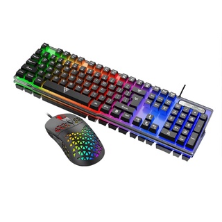 yunl teclado mecánico luminoso ratón combo 3200dpi gaming con cable ergonómico retroiluminado