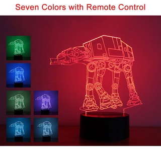 3D ilusión luz de noche 7 cambio de Color USB LED lámpara de mesa Star Wars tropas perro