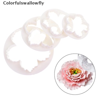 colorfulswallowfly juego de 4 cortadores de pétalos de peonía para tartas de flores, fondant, cortador de galletas, molde de decoración csf
