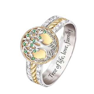 anillo de diamantes europeos y americanos de dos colores árbol de la vida amor familia anillo
