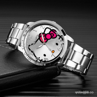 🙌 reloj de pulsera de acero inoxidable de hello kitty para niña de dibujos animados K5HW
