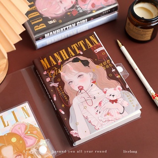 Japonés y coreano hebilla Ferrule Bloc de notas estudiante papelería grueso cuaderno chica corazón exquisito diario libro diario libro