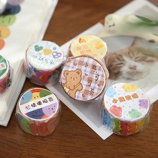 100 piezas de colores surtidos lindo kawaii de dibujos animados osos flor washi cinta (4)