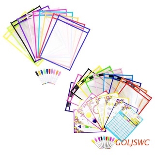GOLJSWC 20 Piezas Rompecabezas Juguetes Seco Cepillo Bolsa Se Puede Reutilizar PVC Transparente Dibujo Juguete Escritura Seca