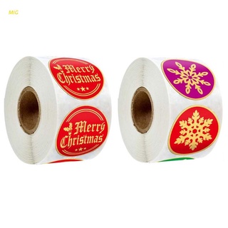 Mig 500pzs stickers De sello De oro redondos De Feliz navidad Para tarjetas De acción sobre paquete De regalo decoración De álbum De recortes