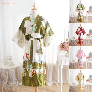 Albornoz largo de satén para mujer/vestido Kimono de dama de honor de novia/boda de novia/vestido de Kimono nuevo y de alta calidad