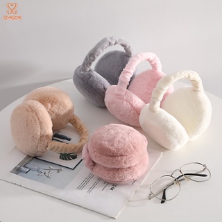 Casual Adjustable Winter Earmuffs Soft Foldable Ear Cover Unisex Solid Color