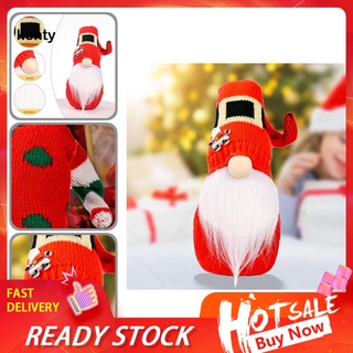 Kt_ muñeca Rudolph de punto creativo Santa Claus sin cara muñeca cola sombrero diseño para navidad