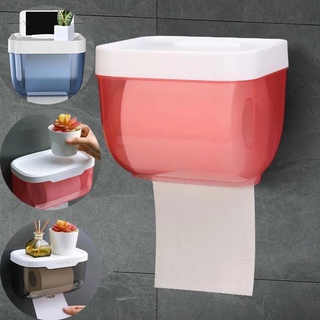 Soporte de toalla de papel higiénico de baño de plástico montado en la pared Soporte de papel higiénico de baño con estante de almacenamiento Almacenamiento de papel
