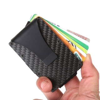 say hombres minimalista fibra de carbono tarjeta de crédito cartera clip de dinero rfid delgado titular de la tarjeta (2)