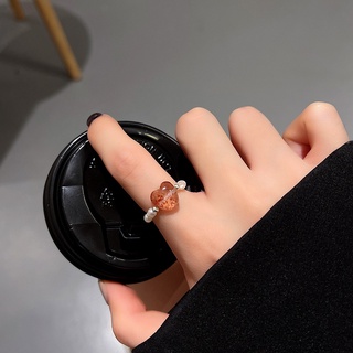 Anillo asiático perla Festival dedo anillo de dedo personalidad diseño amor Red rojo