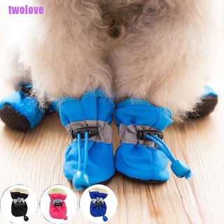 [twolove] 4 calcetines para perros de invierno, botas para perros, ropa de lluvia, antideslizante, antideslizante, zapatos para mascotas
