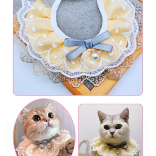 pet gato babero moda ajustable gatos collar bufanda estilo lindo cachorro collares de encaje flor con campanas para pequeño perro medio gatito (2)