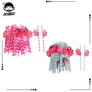 50 popotes rayados Flamingo Luau Para decoración De Mesa De fiesta De playa Tropical