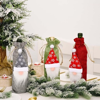 Aiqin creativo decoración de navidad cena mesa decoración de botella de vino cubierta de año nuevo lindo fiesta Santa Claus casa sin cara viejo adorno de navidad/Multicolor