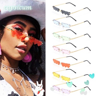 Capsicum Luxury Retro mujeres pequeño marco sin montura 2020 moda corazón gafas de sol Punk gafas de sol Multicolor