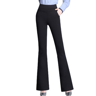 mujer pantalones micro-flared oficina estiramiento mujeres cierre cintura alta (6)