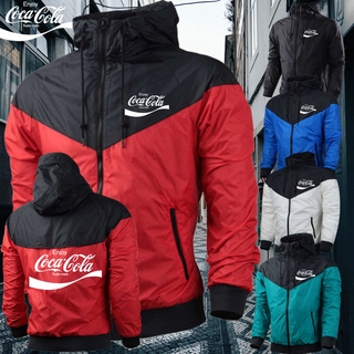 COCA COLA Chamarra de pegamento de Cola de viento impermeable con capucha Para hombre y mujer/Motocicleta/correr/deportes
