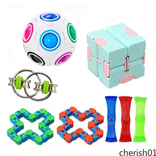 Pop It Fidget Set de juguetes de alivio de estrés Autismo ansiedad alivio estrés Pop burbuja Fidget Sensory juguete Para niños Adultos cherish01