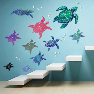 Multicolor encantadora burbuja marina forma tortuga patrón pegatinas de pared jardín de infantes preescolar decoración de la habitación de los niños pegatinas de pared