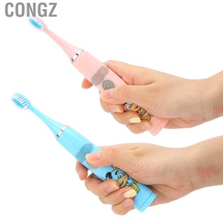 congz kids cepillo de dientes de limpieza eléctrica ipx7 impermeable suave cepillo de pelo simple operación de una tecla de inicio cepillos de dientes para el cuidado oral