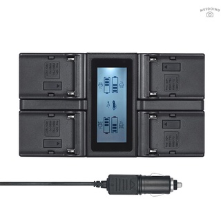 andoer np-f970 - cargador de batería para cámara digital de 4 canales, reemplazo de pantalla lcd para sony np-f550 f750 f950 np-fm50 fm500h qm71 con cargador de coche dc