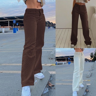 pantalones de pierna ancha para mujer, textura rasgada, pierna recta, pantalones vaqueros