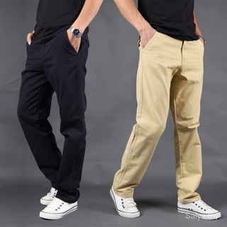 [slack] Pantalones casuales de algodón de los hombres sueltos pantalones rectos de los hombres pantalones de los hombres Slim Fit pantalones rectos MQhc