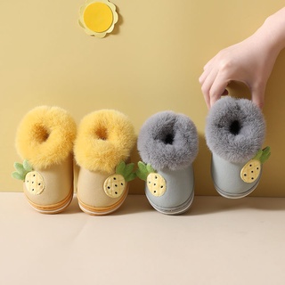 Niños Zapatillas De Algodón Invierno Nuevo Cuero Hogar Impermeable Antideslizante Lindo Forro Polar Caliente Bebé Zapatos Para Y Niñas (9)
