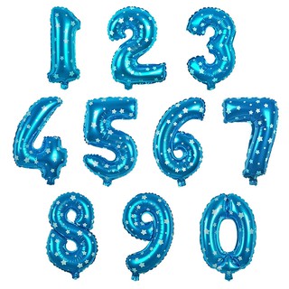 globo azul estrella de 16 pulgadas con número de papel de aluminio/fiesta de cumpleaños/boda