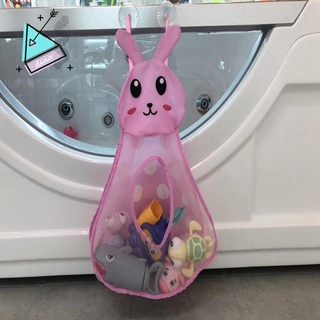 Juguetes de baño bolsa de malla de almacenamiento para bebé ducha playa cesta de almacenamiento con ventosa impermeable de dibujos animados animales formas rosa