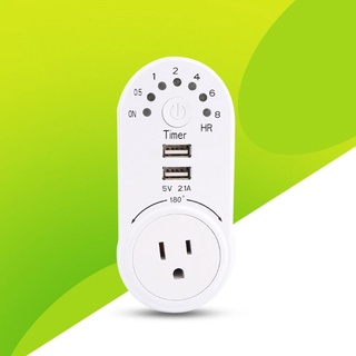 Yin US Plug temporizador de cuenta atrás interruptor Dual USB puertos de carga 1 toma de ca 8 horas apagado automáticamente 180 salida de rotación (1)