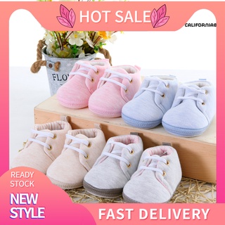 Cf88Yyt bebé bebé Color sólido suela suave antideslizante cordones de algodón niño zapatos de caminar (1)