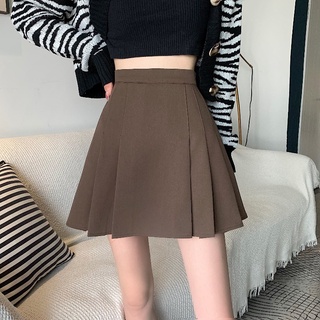 ℡☼Falda plisada negra falda femenina primavera y otoño falda de cintura alta A-line 2021 nuevo diseño sentido falda corta pequeña