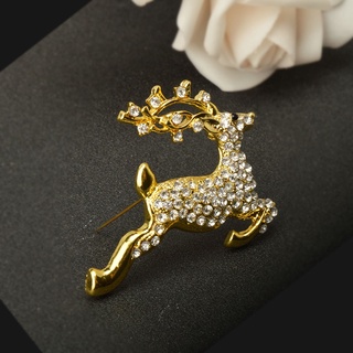 Reindeer Crystal Brooches Deer Christmas Elegant Gold & Silver Brooch Gift