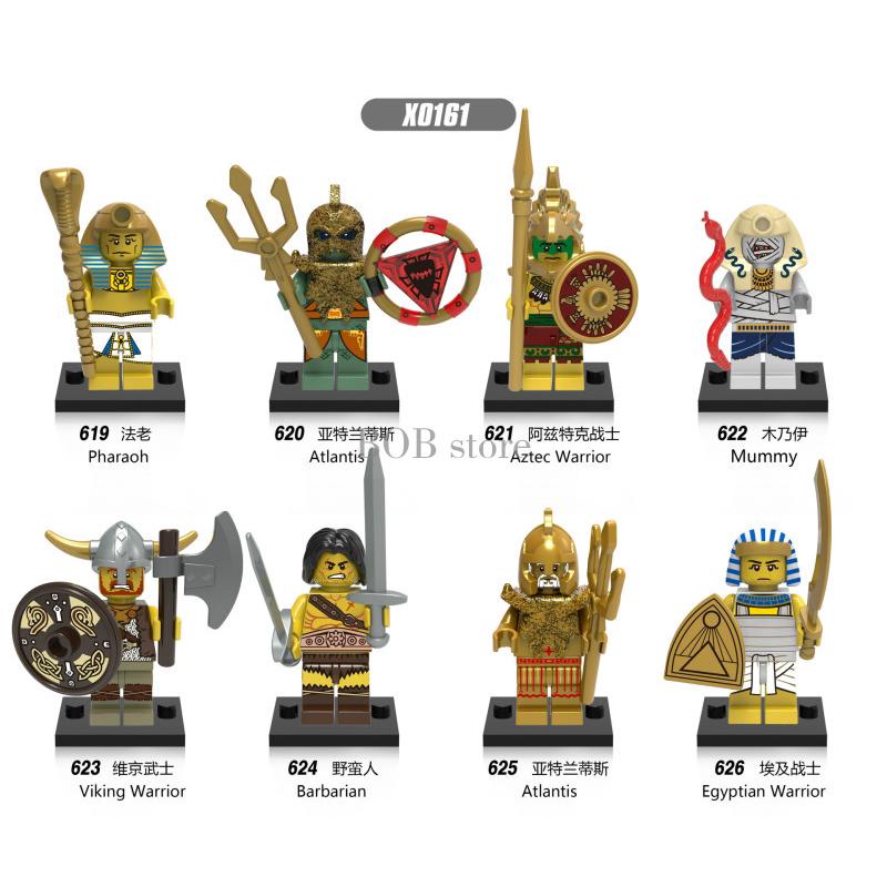 Lego Minifigures Atlantis Medieval Egyptian and Roman Soldier Building Block Toys for Kids