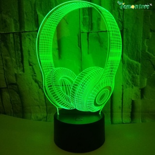 m4-3d auriculares luz led creativa visualización lámpara acrílico 3d luz de noche para el hogar